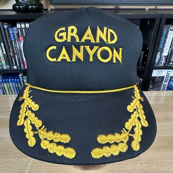 Vintage GRAND CANYON Trucker Hat Snapback Scrambled Egg Black Yellow - Picture 1 of 6